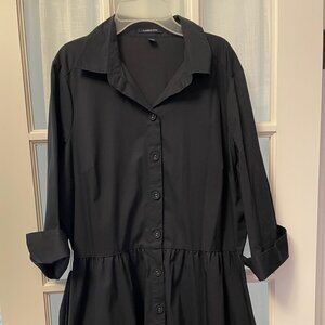 Lands End Black Poplin Shirtdress size 16